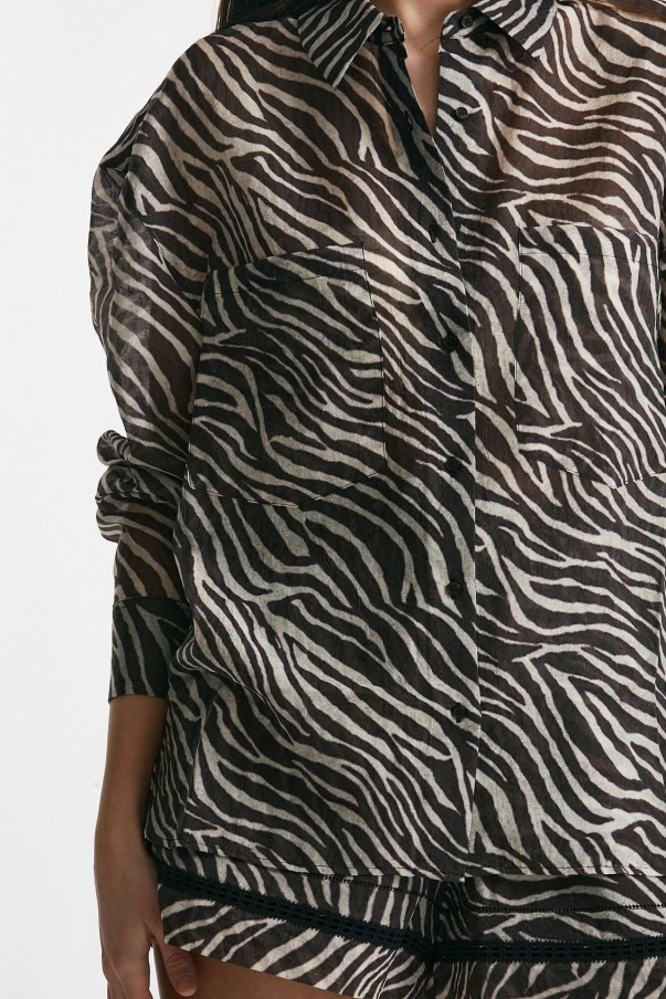 Camicia animalier Panna e marrone