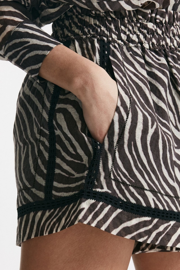 Shorts garzato animalier panna e marrone 