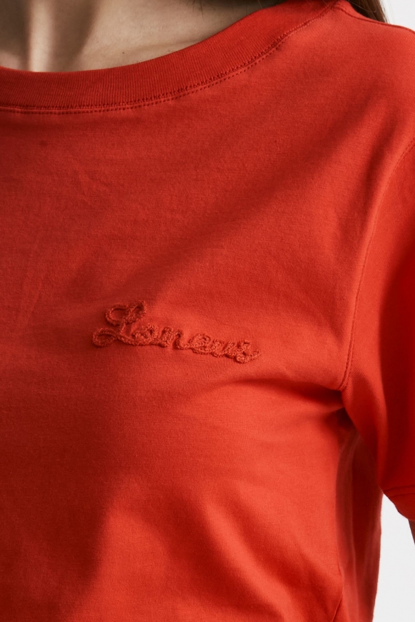 T-shirt con logo ricamato rosso