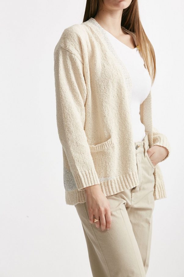 Cardigan ciniglia jaquard panna over