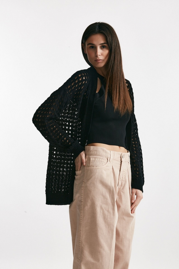 Cardigan traforato nero