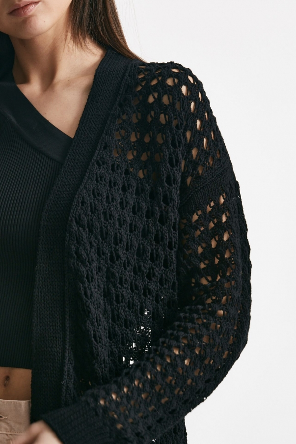 Cardigan traforato nero