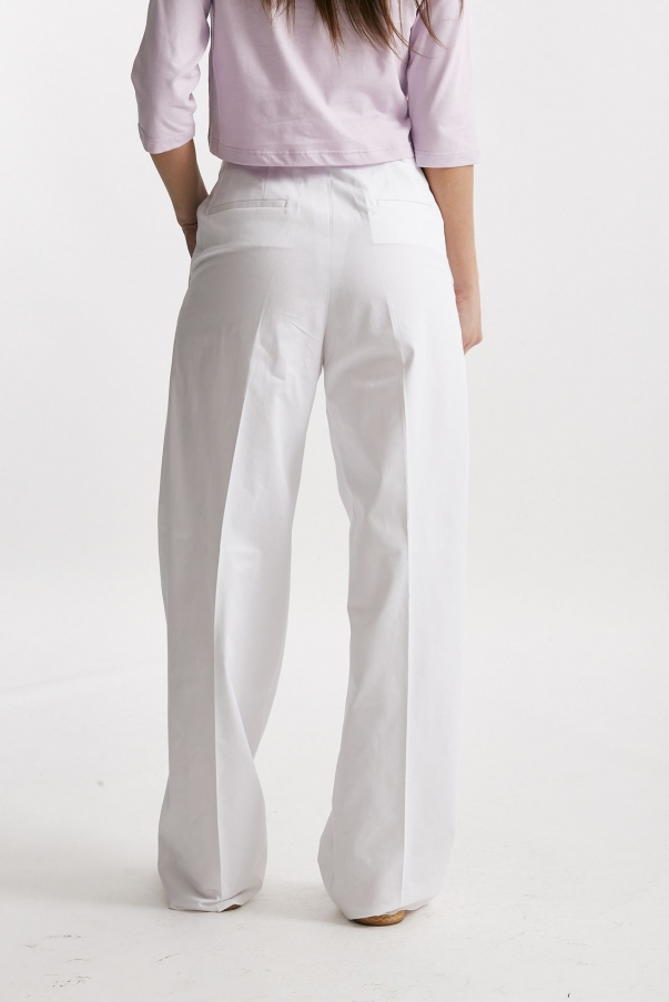 Pantalone pinces bianco vita alta