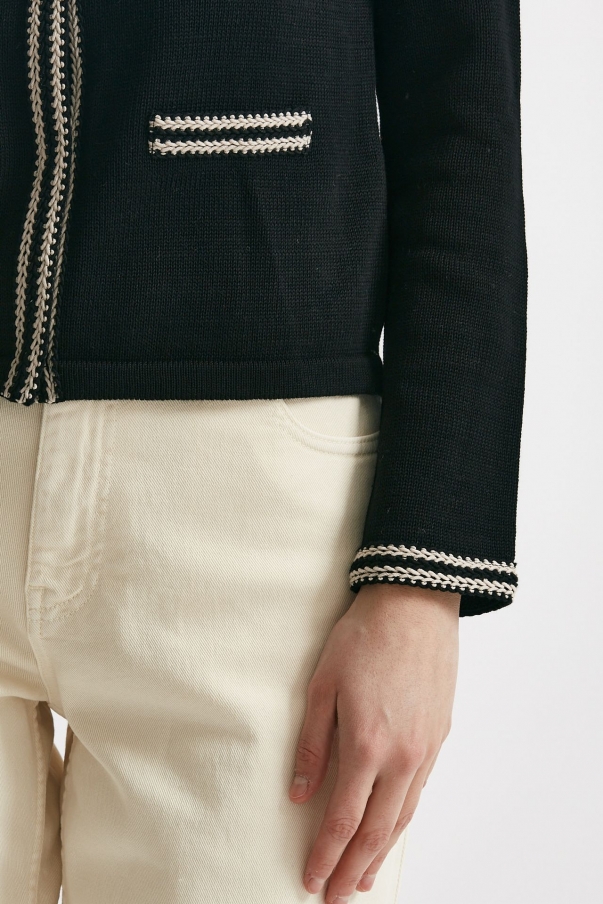 Cardigan ZENOBIA in filato di puro cotone  nero