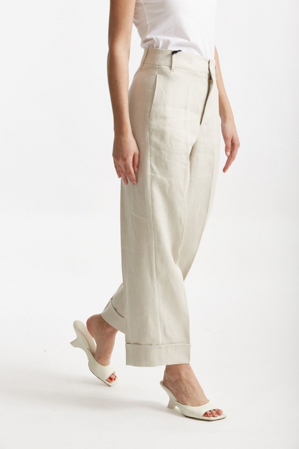 Pantalone in tela di lino ANSELMO sabbia