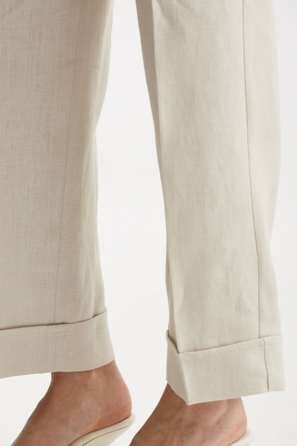 Pantalone in tela di lino ANSELMO sabbia