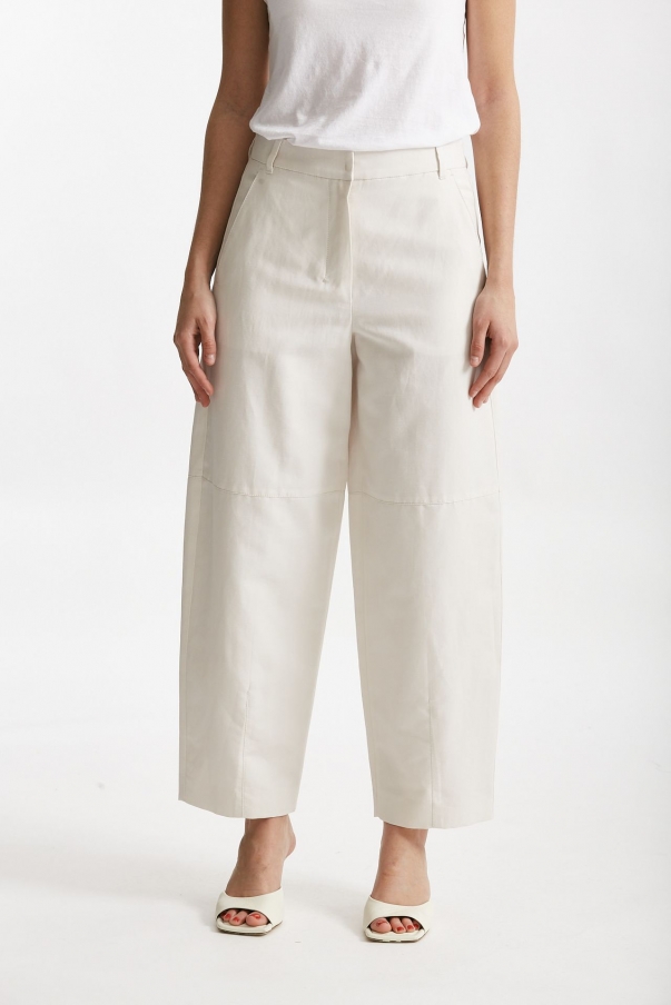 Pantalone baggy in canvas ecru