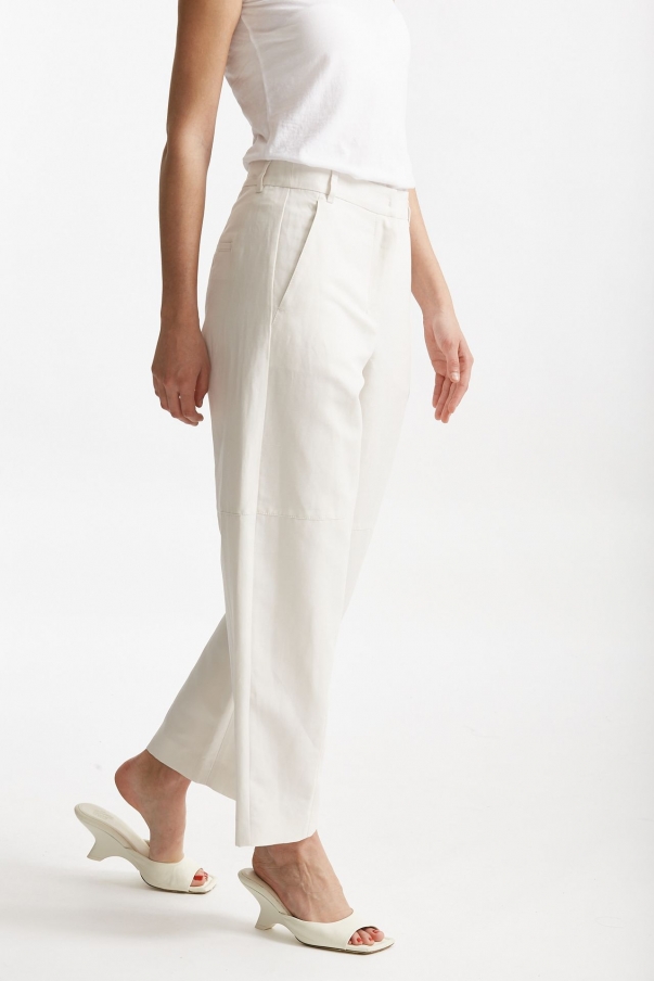 Pantalone baggy in canvas ecru