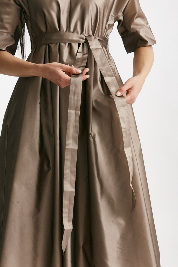 Abito in organza di seta tortora