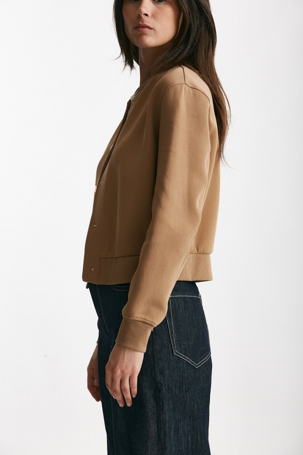 Bomber crop in jersey scuba BARBARA cammello