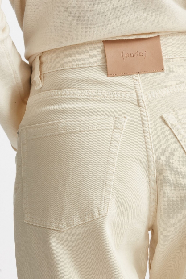 Jeans palazzo vita alta panna 