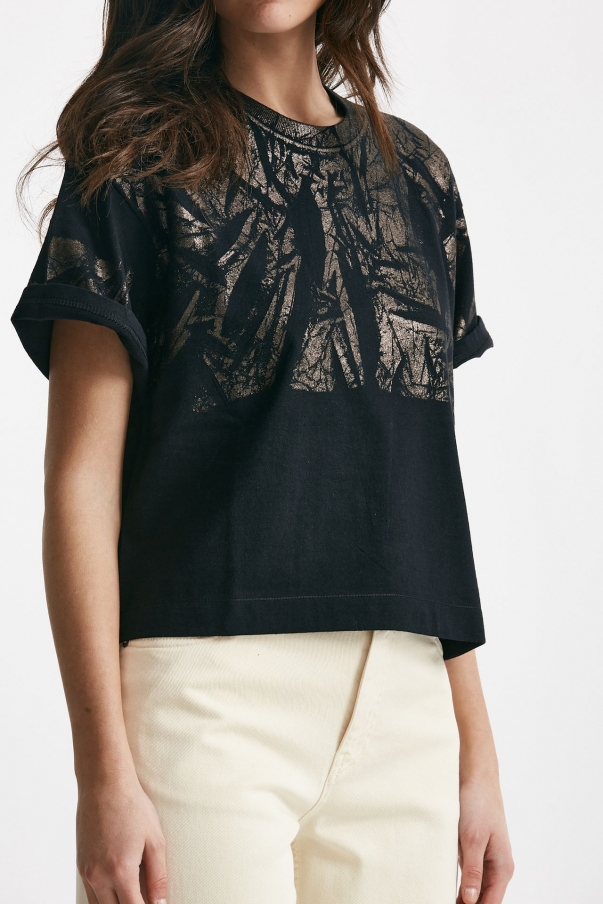 T-shirt a scatolina nero con stampa 