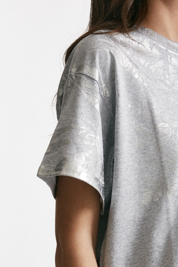 T-shirt a scatolina grigio con stampa argento 