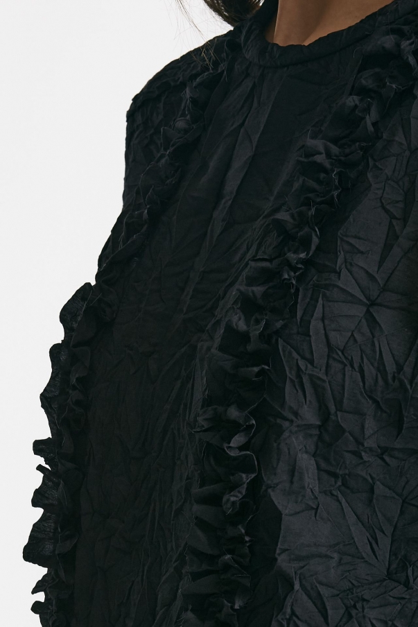Top effetto stropicciato nero 