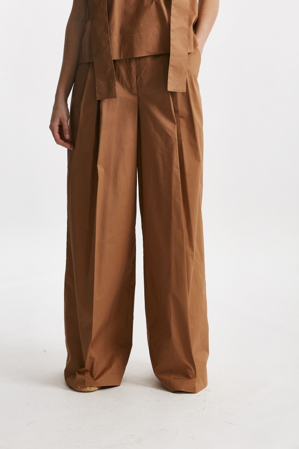 Pantalone in cotone bruciato vita alta