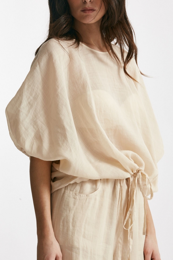 Camicia in lino beige chiaro 