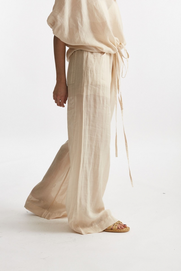 Pantalone in lino beige chiaro