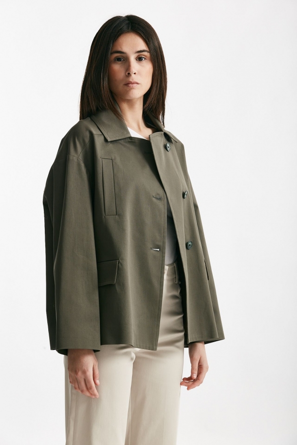 Caban in cotone verde militare 