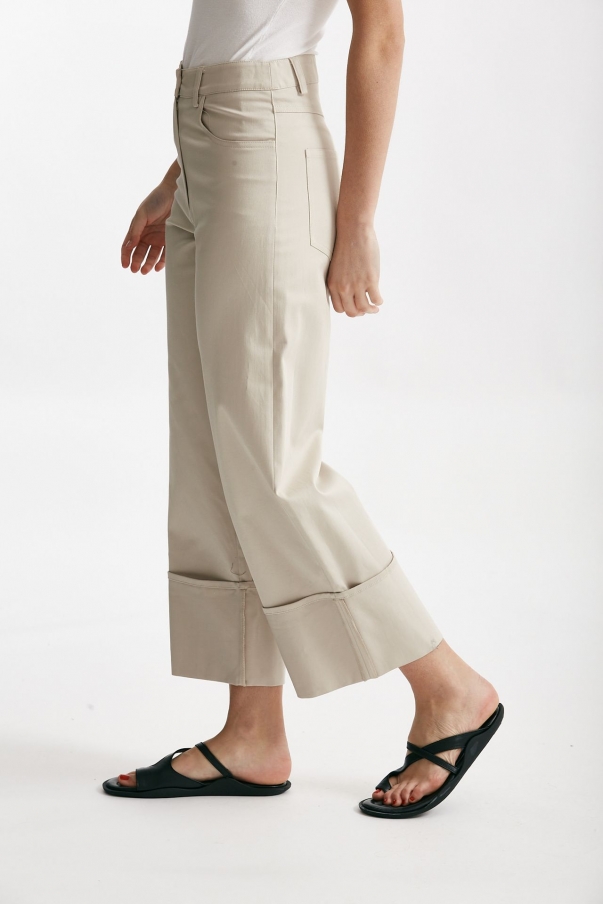 Pantalone vita alta in cotone ghiaccio