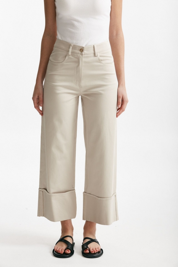 Pantalone vita alta in cotone ghiaccio
