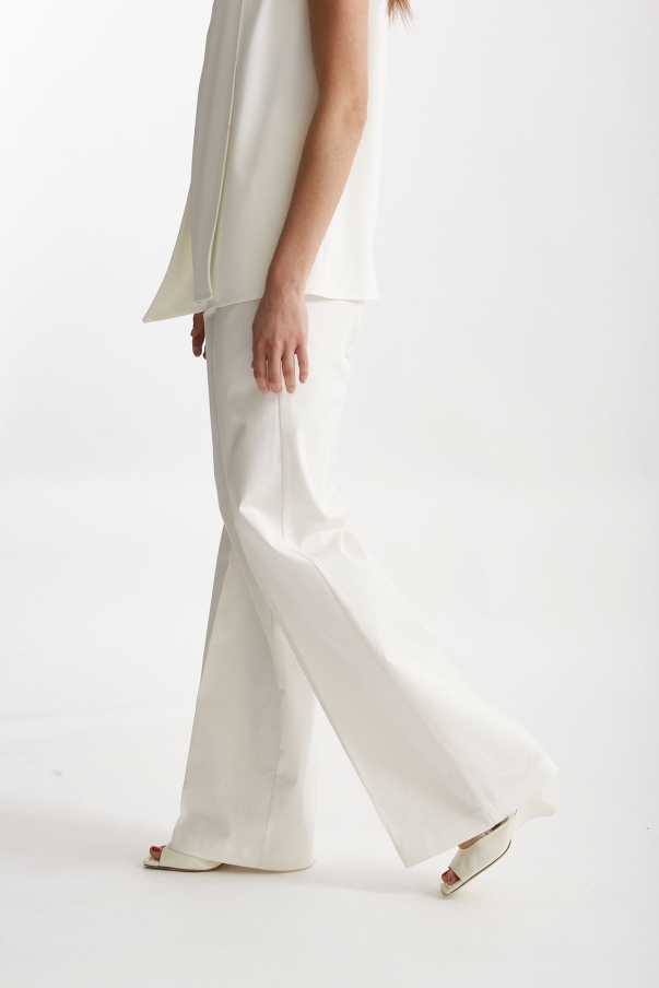 Pantalone vita alta palazzo bianco