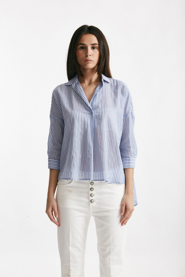 Camicia rigata azzurra e bianca