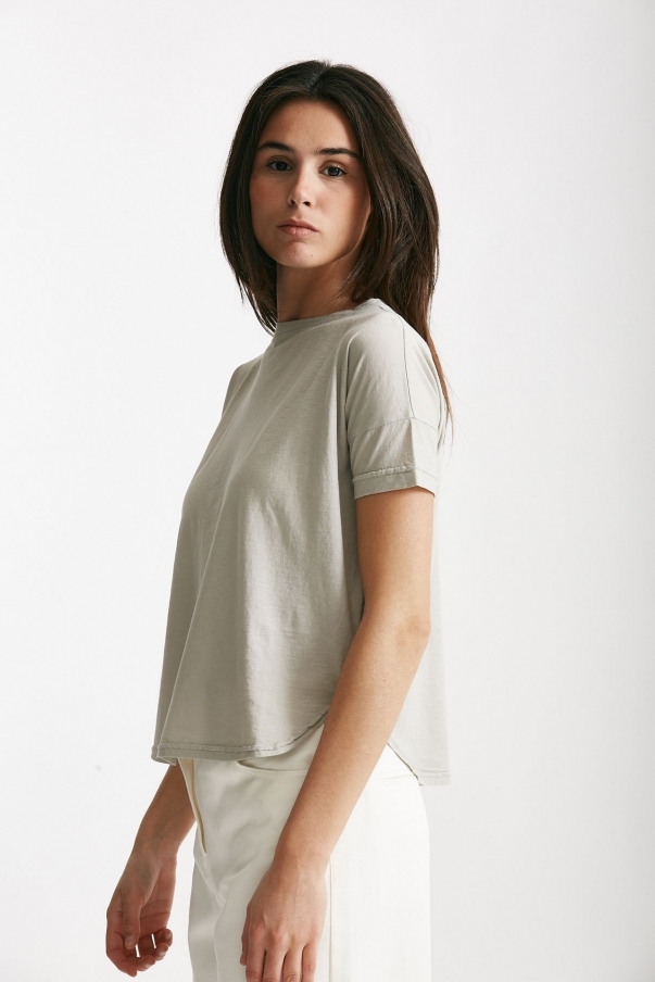 T-shirt scatolina crop grigio chiaro