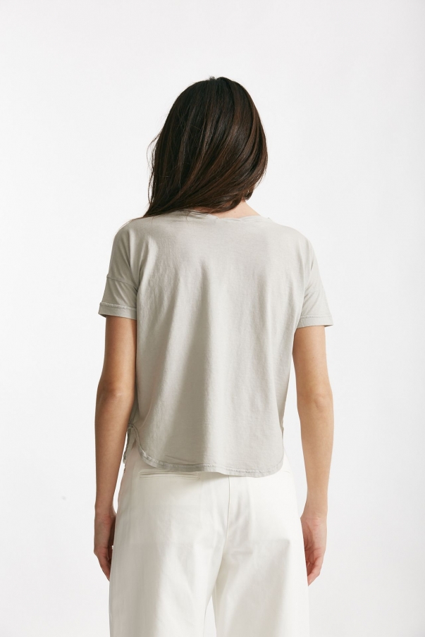 T-shirt scatolina crop grigio chiaro