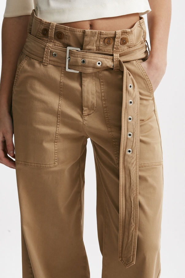 Pantalone in cotone cammello vita regolare