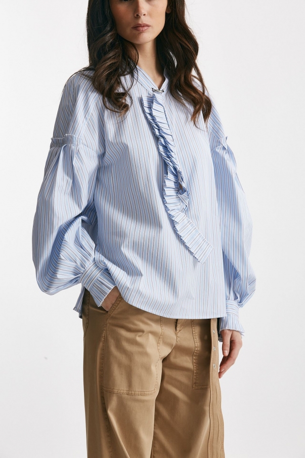 Camicia rigata bianco e azzurro over