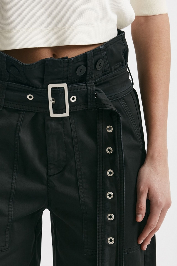 Pantalone in cotone nero vita regolare
