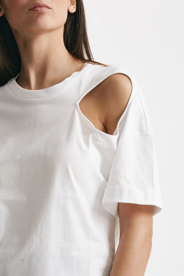 T-shirt girocollo cut out bianco 
