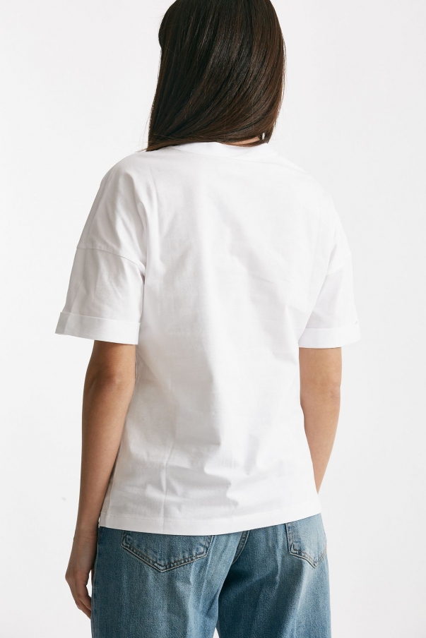 T-shirt girocollo over bianco 
