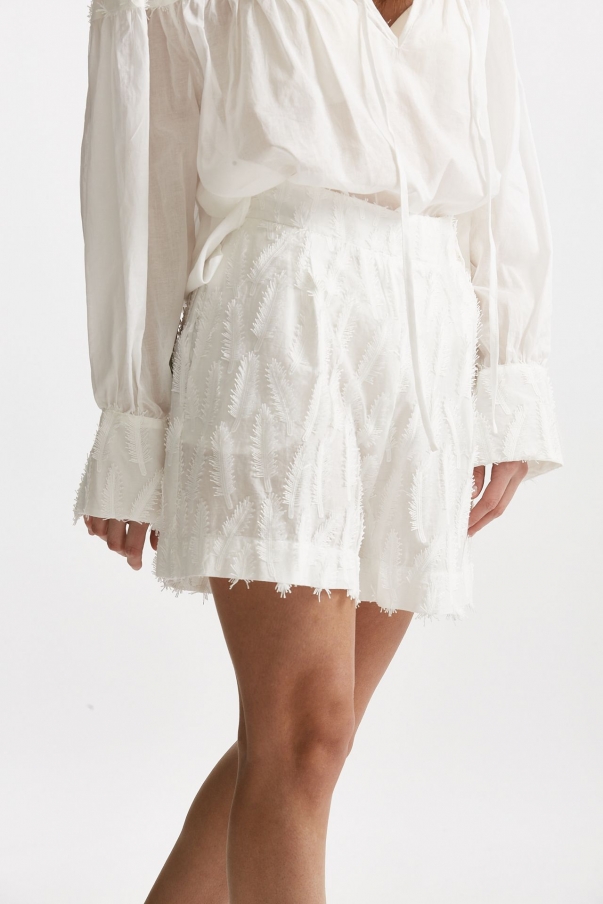 Short con applicazioni bianco vita alta