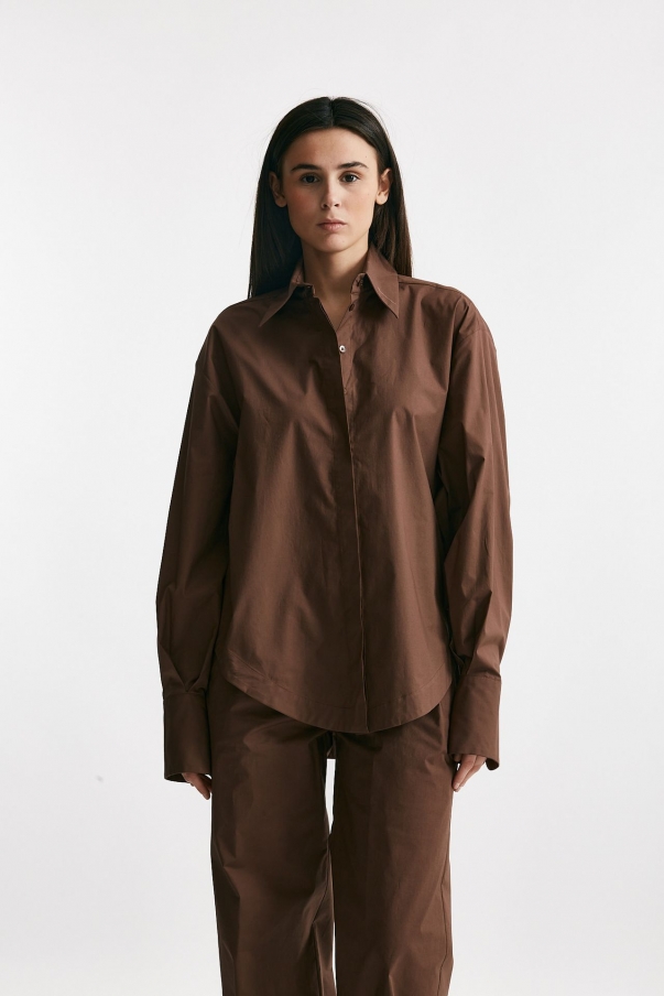 Camicia over marrone cioccolato 