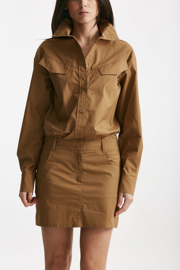 Abito in cotone cammello 