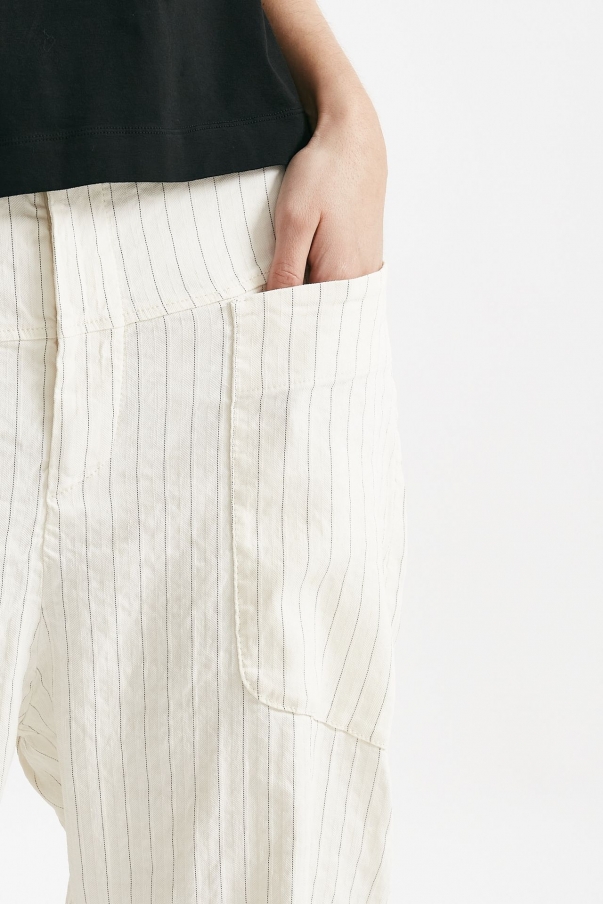 Pantalone loose bianco gessato 