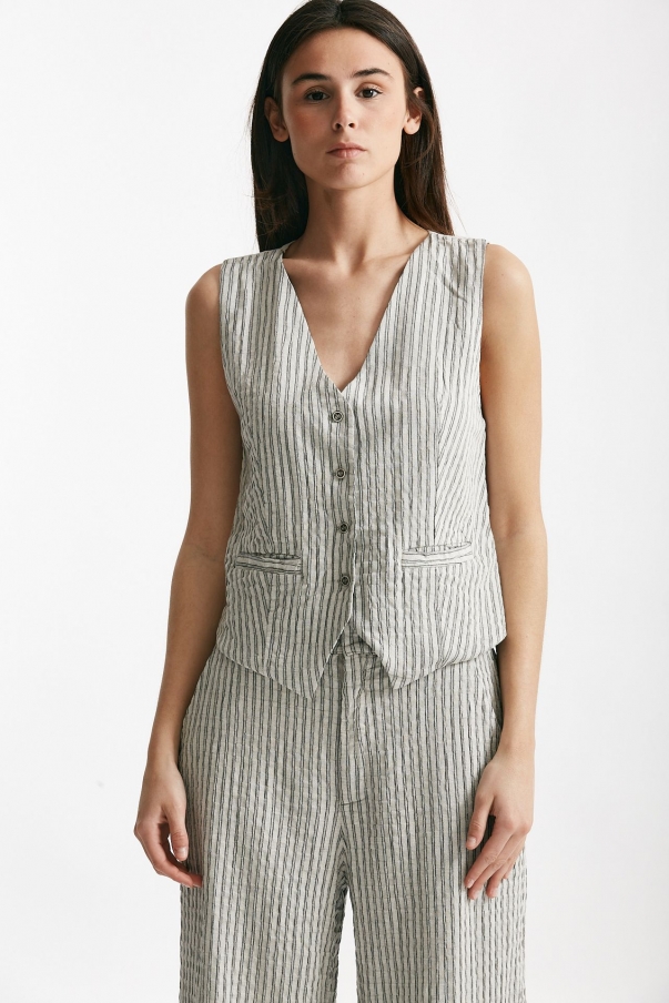 Gilet gessato grigio e nero