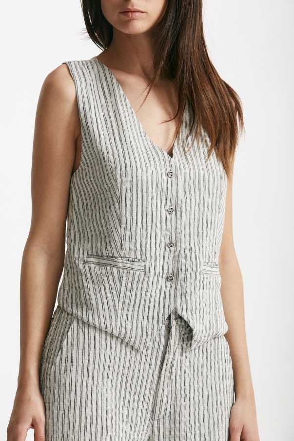 Gilet gessato grigio e nero