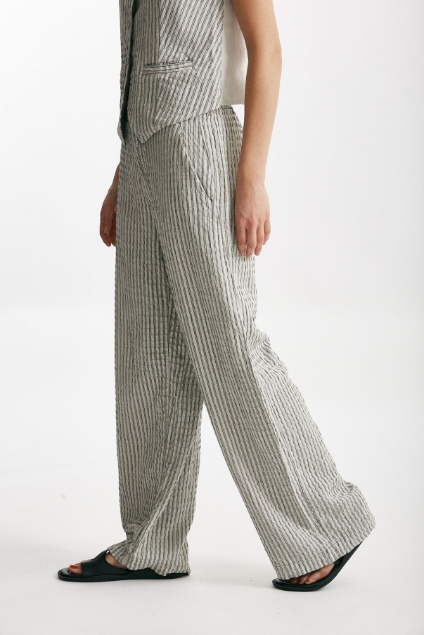 Pantaloni largo gessato grigio e nero