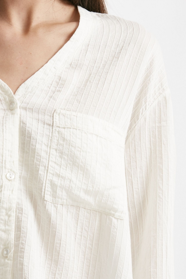 Camicia in viscosa e lino panna