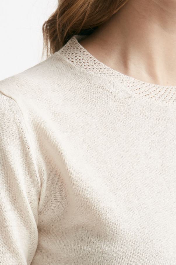 T-shirt in lino beige chiaro 