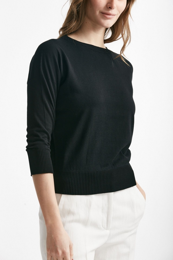 Maglia in cotone e seta nero