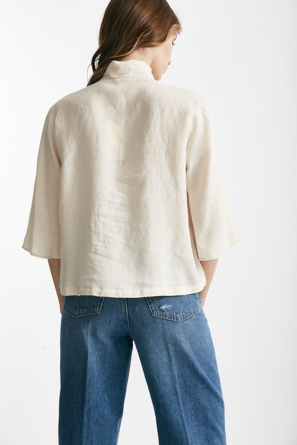 Camicia in lino panna