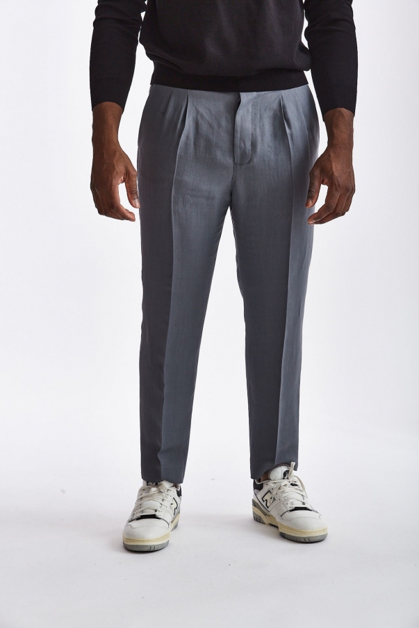 Pantalone in lino viscosa grigio