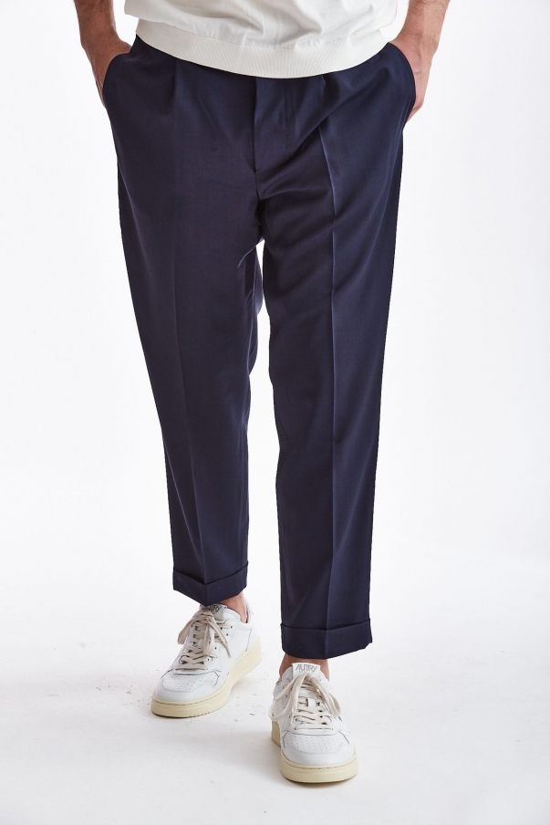 Pantalone in lana stretch blu