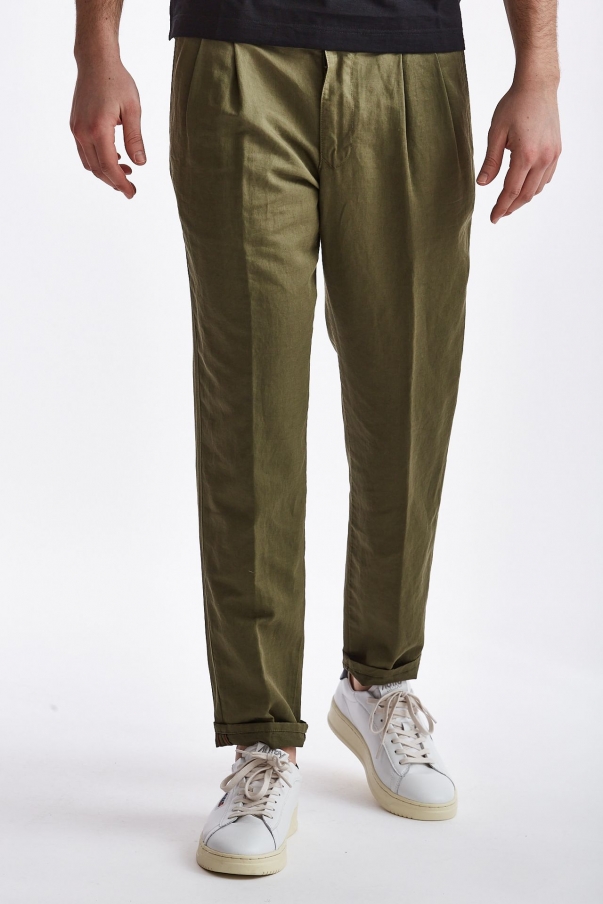 Pantalone SLACKS in lino e cotone verde