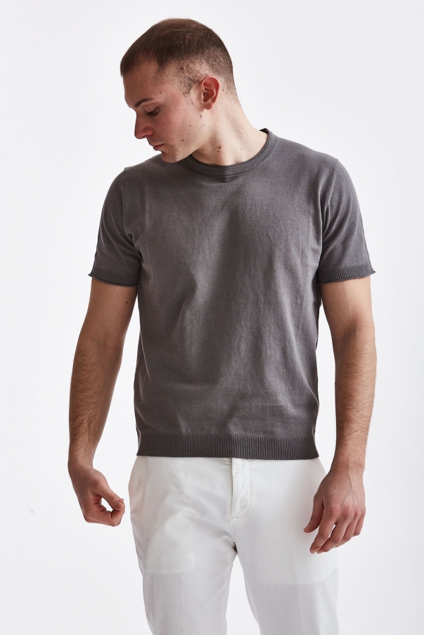 T-shirt in cotone lino grigio