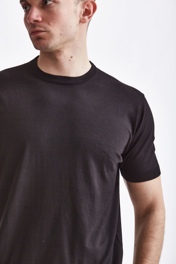 T-shirt in cotone e seta nero