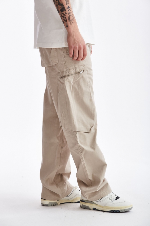 Pantalone cargo in cotone beige